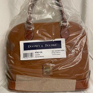 Dooney & Bourke Caramel Pebble Grain Zip Zip Satchel
